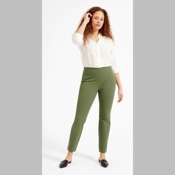 Everlane The Side-Zip Stretch Ponte Crop Cotton Pants In Green Size 2 - Picture 5 of 12